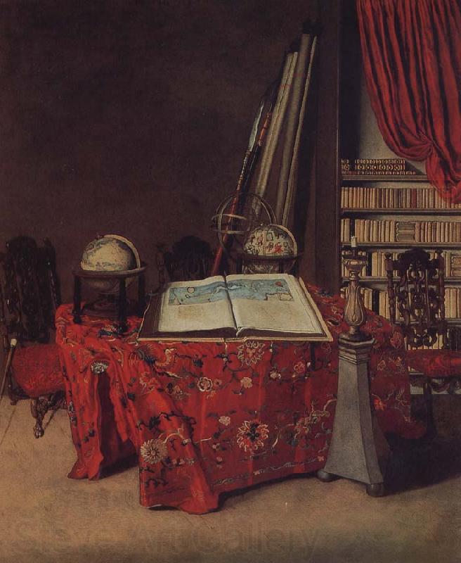 Jan van der Heyden Globe still life of books and other Spain oil painting art